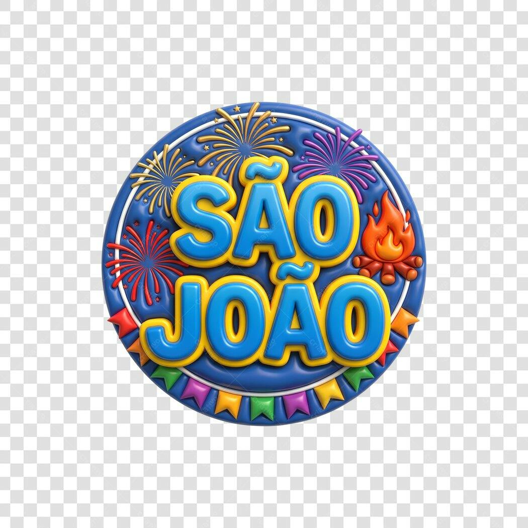 Elemento 3D São João Festa Junina Junho PNG Fundo Transparente