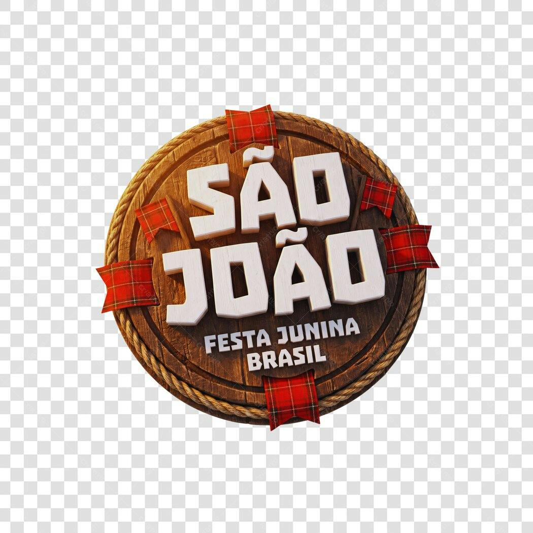 Elemento 3D São João Festa Junina Junho PNG Fundo Transparente