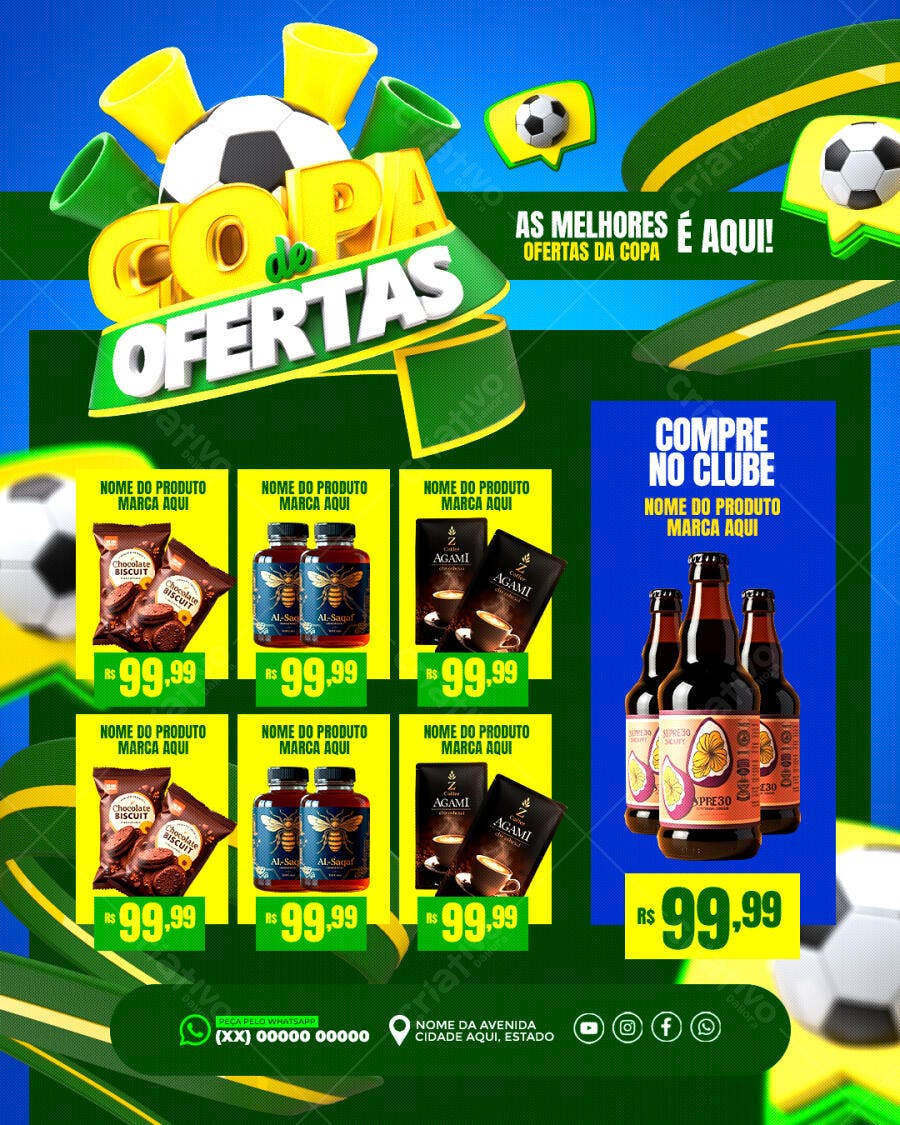 Flyer Copa de Ofertas Futebol PSD Editável
