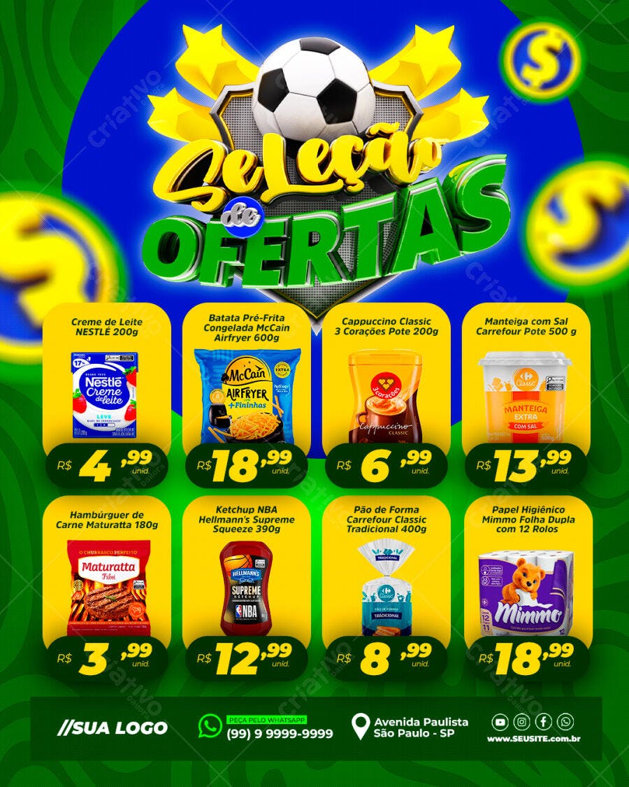 Flyer Copa do Mundo Supermercado Ofertas PSD Editável