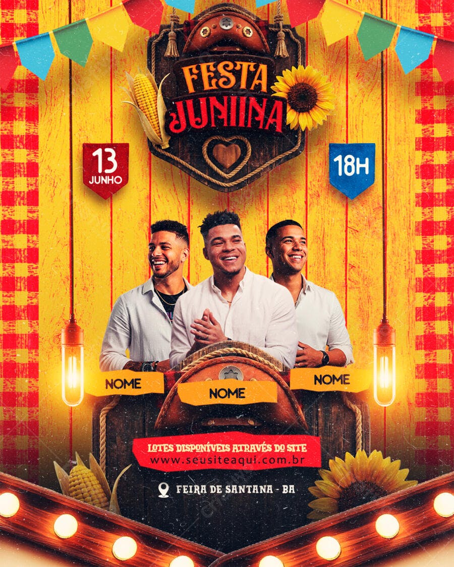 Flyer Festa Junina Arraial Junho PSD Editável