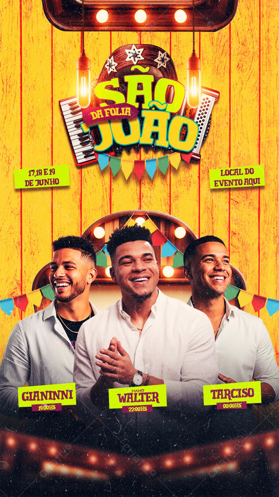 Flyer São João Da Folia Festa Junina PSD Editável