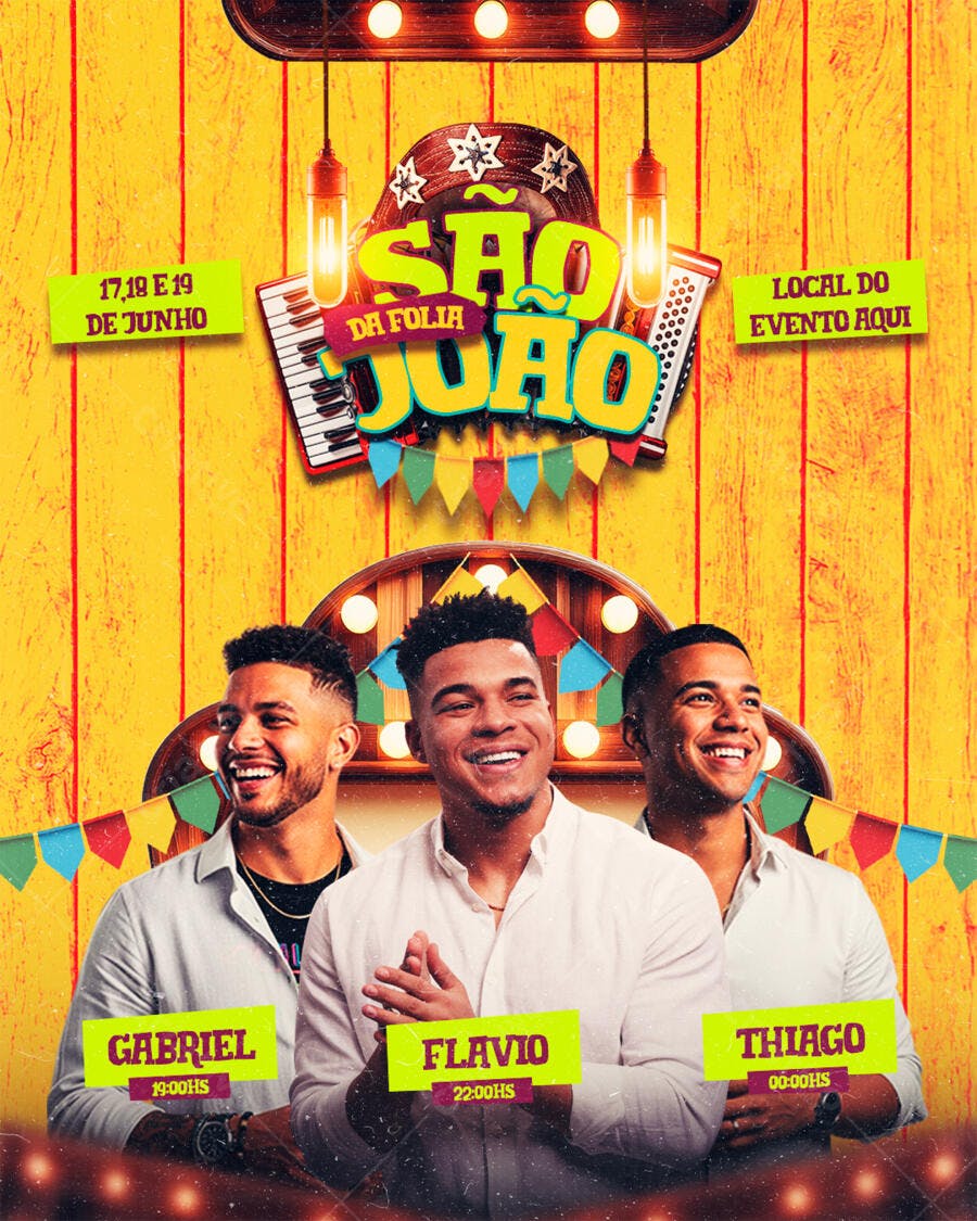 Flyer São João Festa Junina Arraial PSD Editável