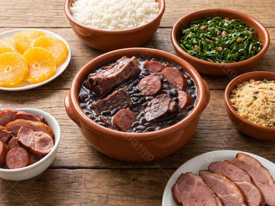 Foto Feijoada Completa com Arroz Couve Farofa Laranja