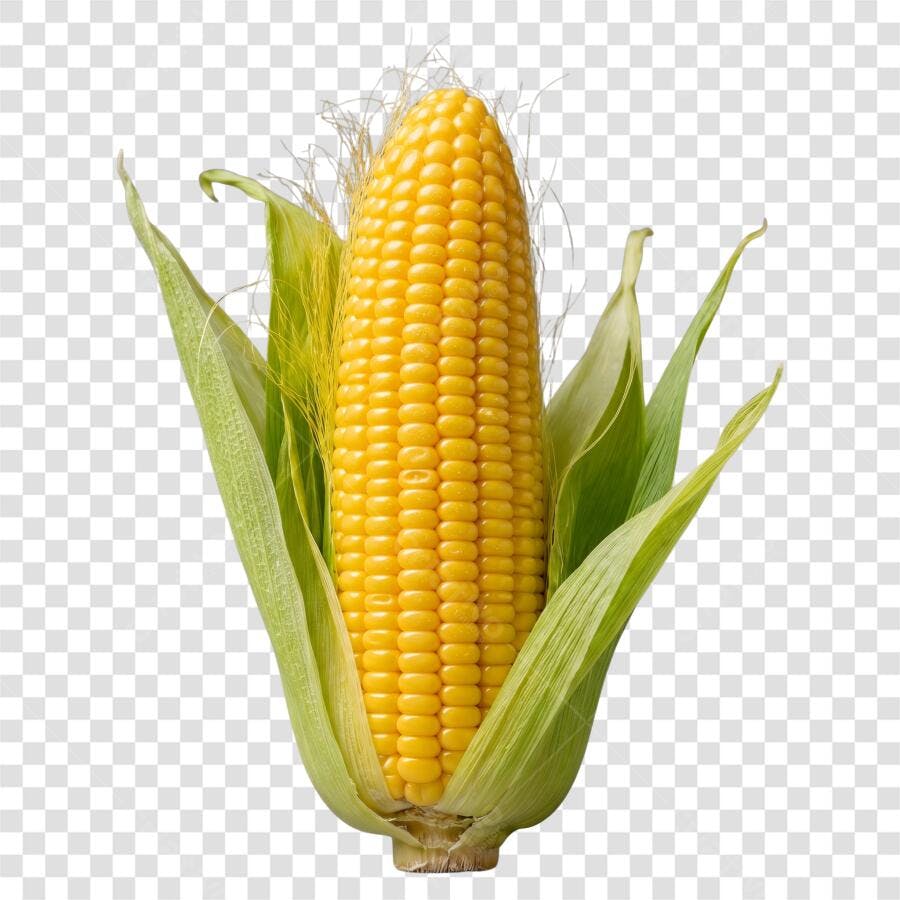 Foto Recortada Milho Espiga Verde Amarelo PNG Fundo Transparente