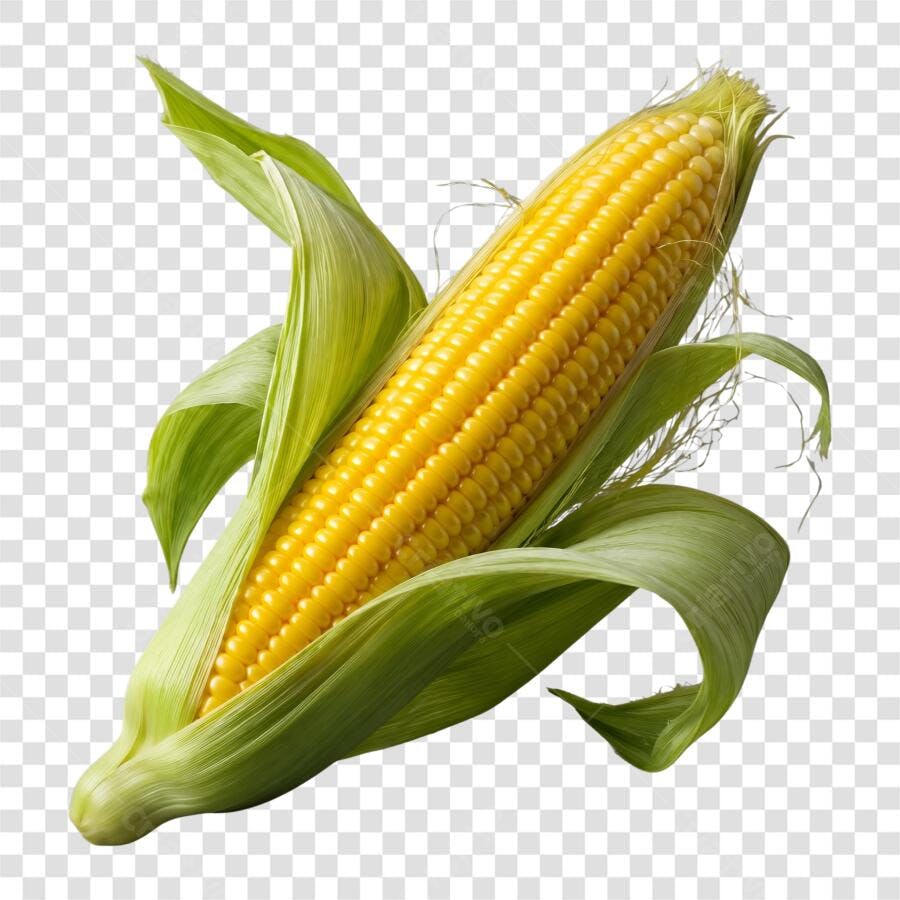 Foto Recortada Milho Espiga Verde Amarelo PNG Fundo Transparente
