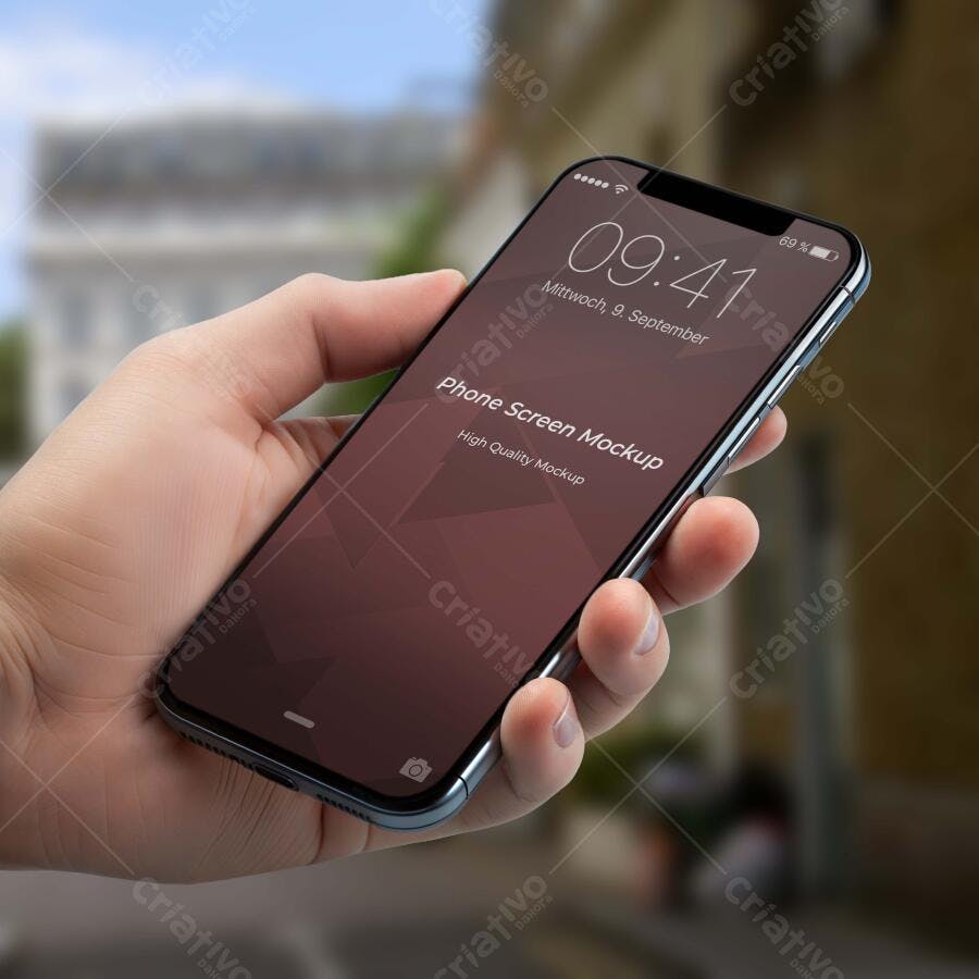 Mockup Celular Mãos Segurando Tela Smartphone Editável