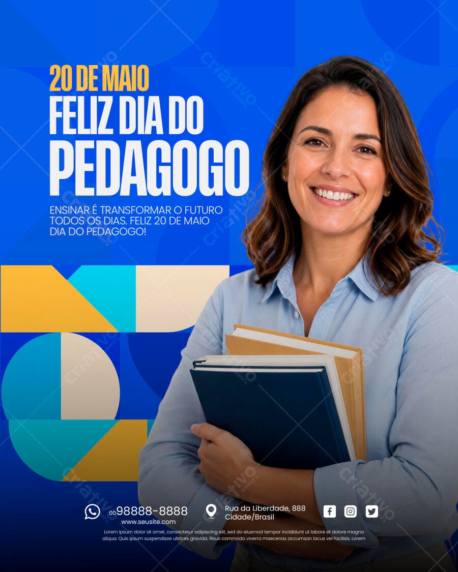 Post Dia do Pedagogo 20 de Maio PSD Editável