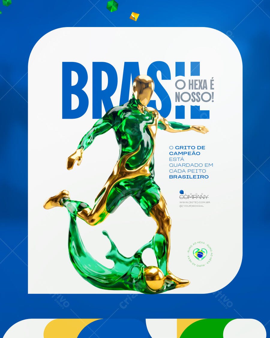 Post Instagram Copa do Mundo Brasil Hexa PSD Editável