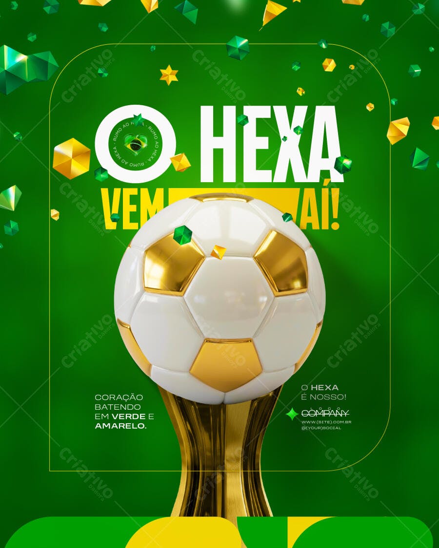 Post Instagram Copa do Mundo Brasil Hexa PSD Editável