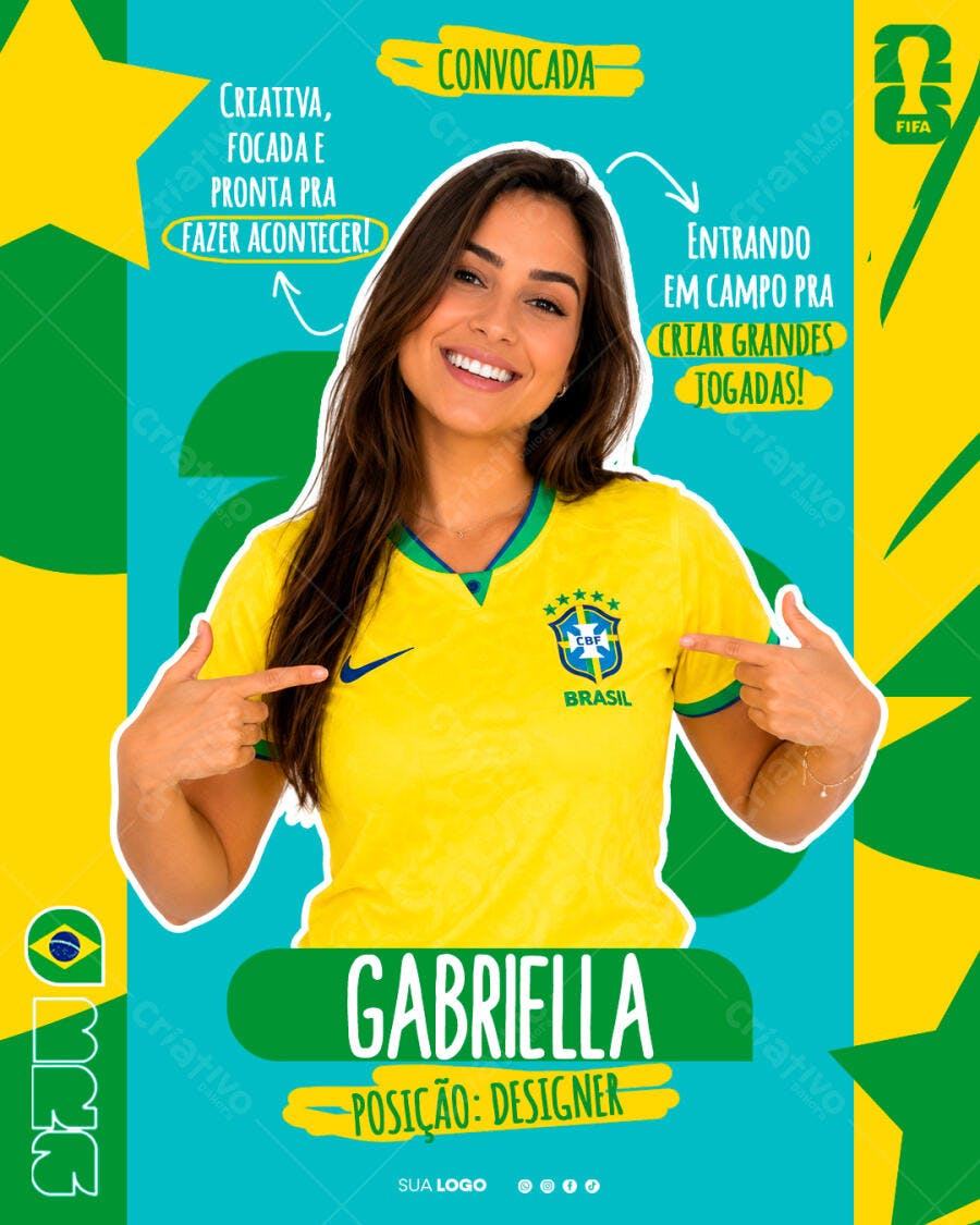 Post Instagram Figurinha Copa do Mundo Brasil PSD Editável