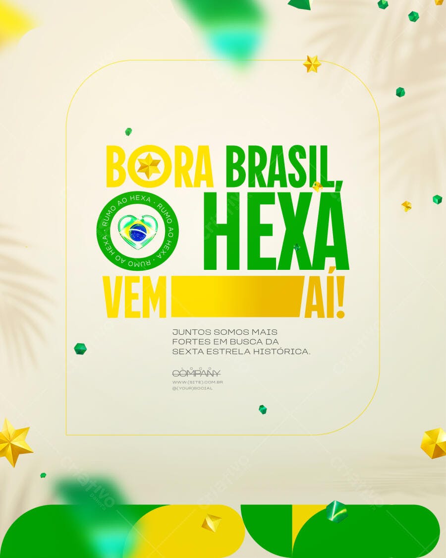 Post Instagram Copa do Mundo Brasil Rumo ao Hexa PSD Editável