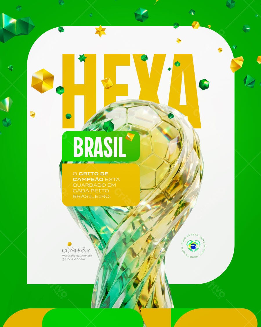 Post Instagram Copa do Mundo Hexa Brasil PSD Editável