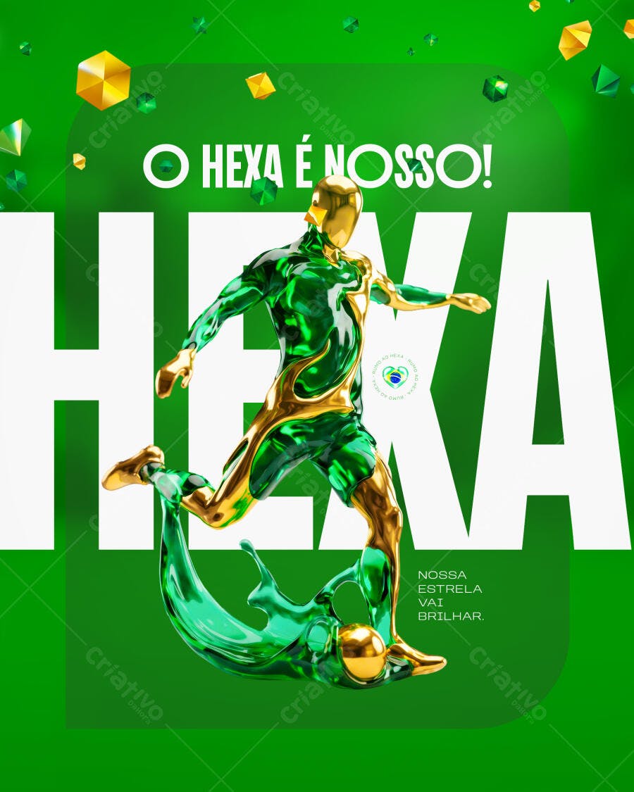 Post Instagram Copa do Mundo Hexa Brasil PSD Editável