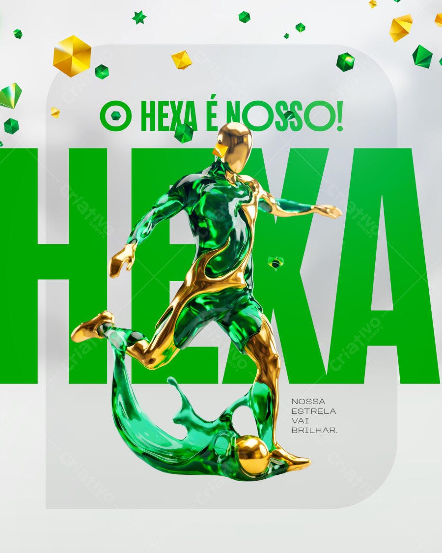 Post Instagram Copa do Mundo Hexa Brasil PSD Editável