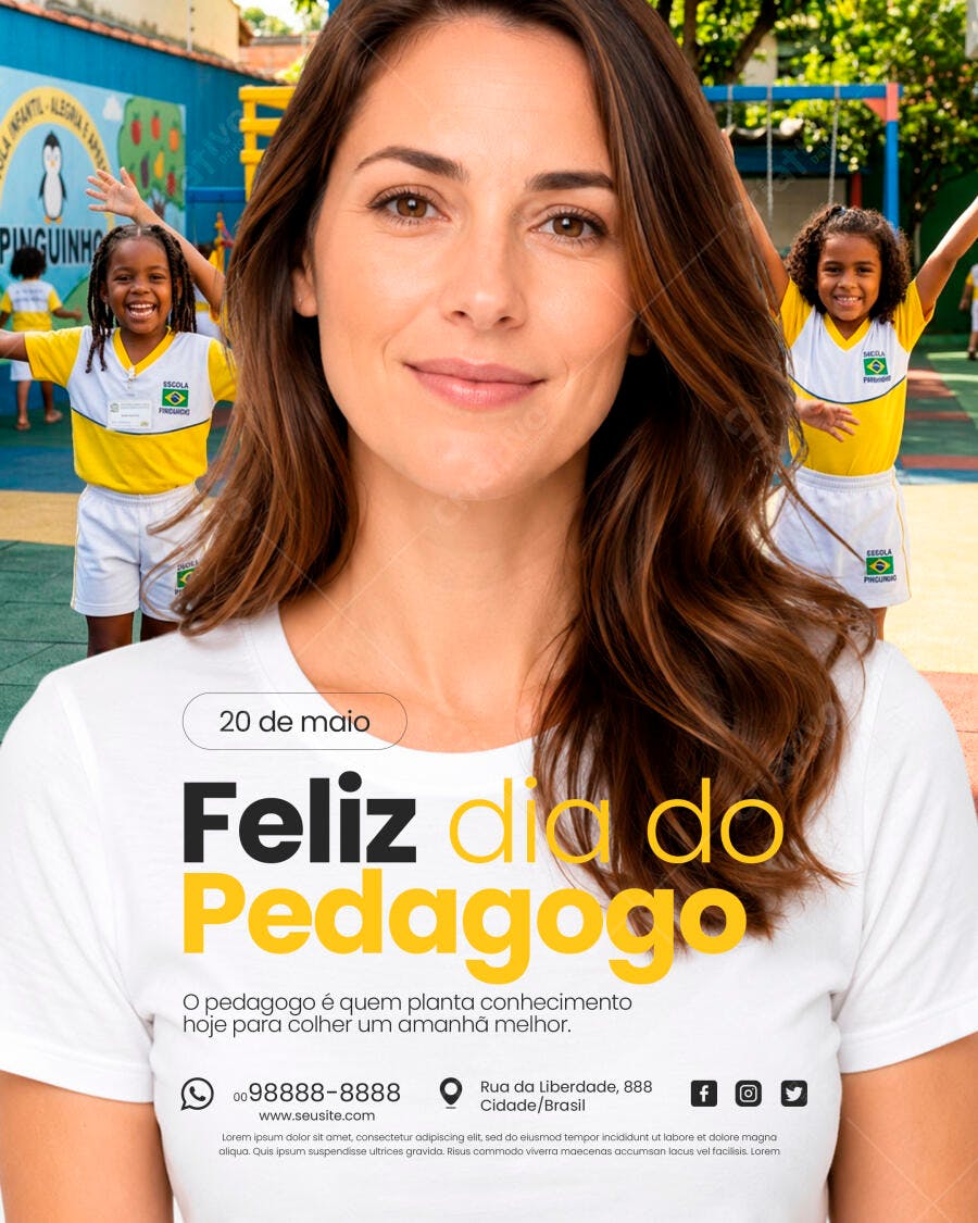 Post Instagram Dia do Pedagogo 20 de Maio PSD Editável