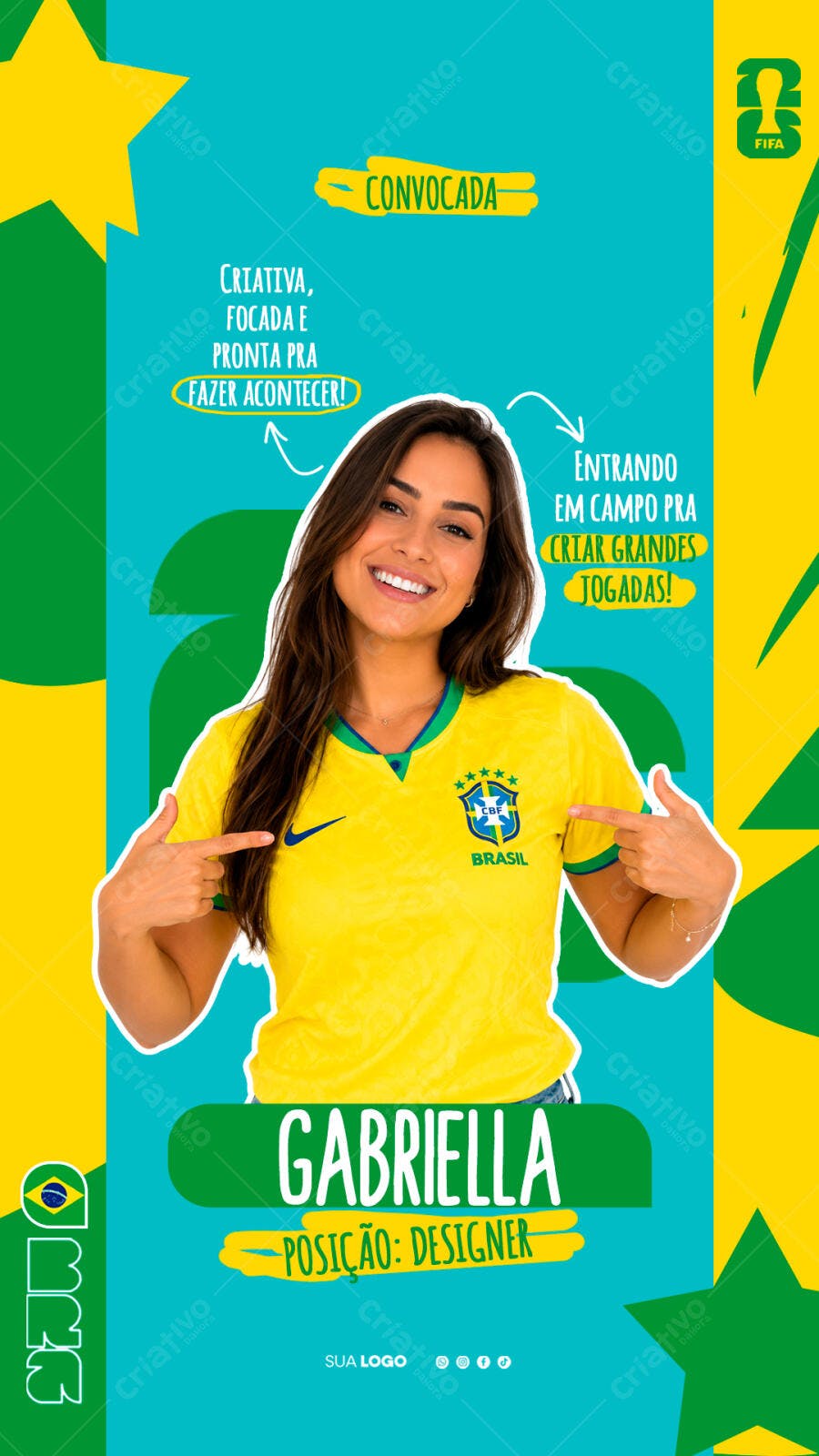 Story Instagram Figurinha Copa do Mundo Brasil PSD Editável
