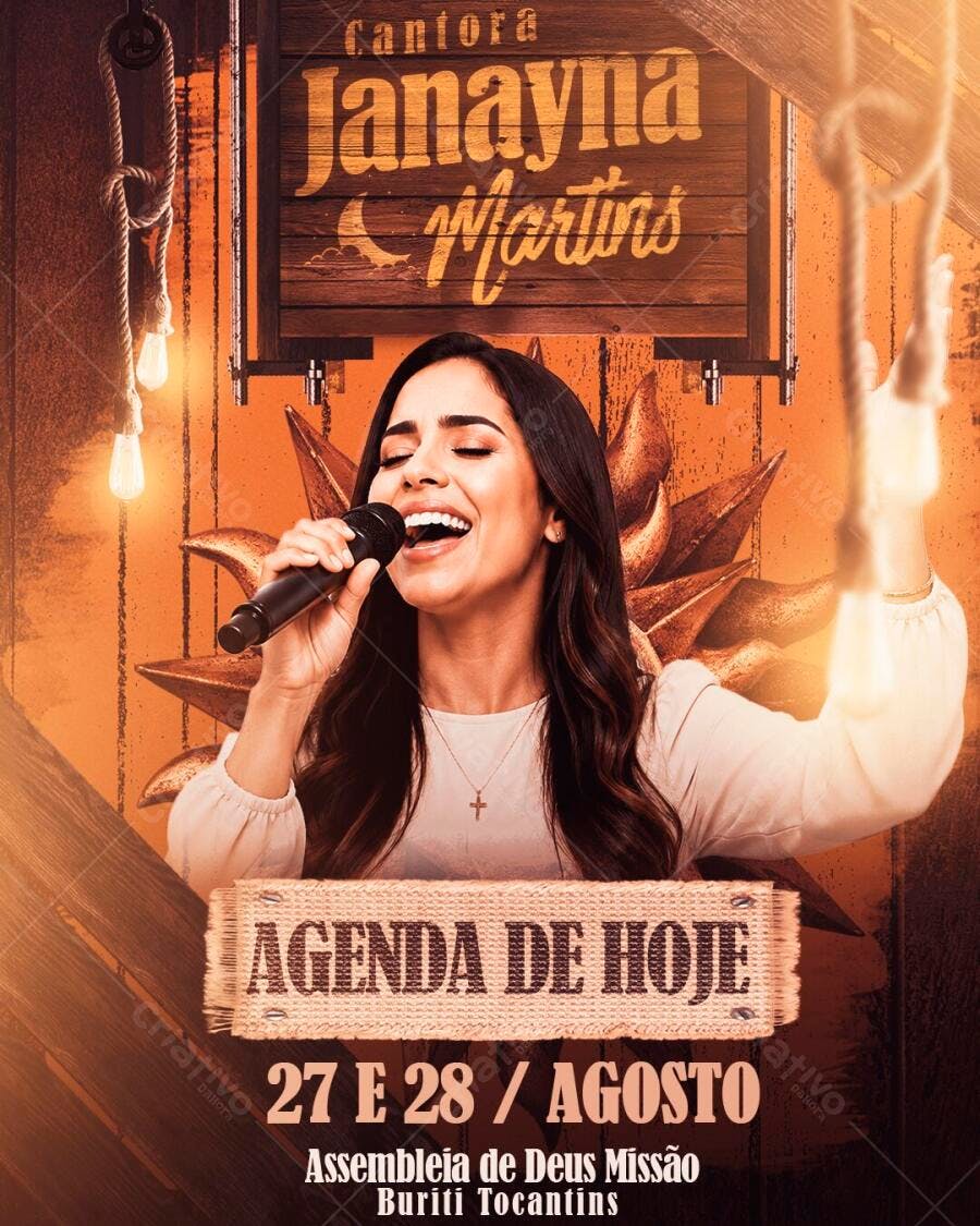 Flyer Agenda Cantora Gospel Evento Religioso PSD Editável