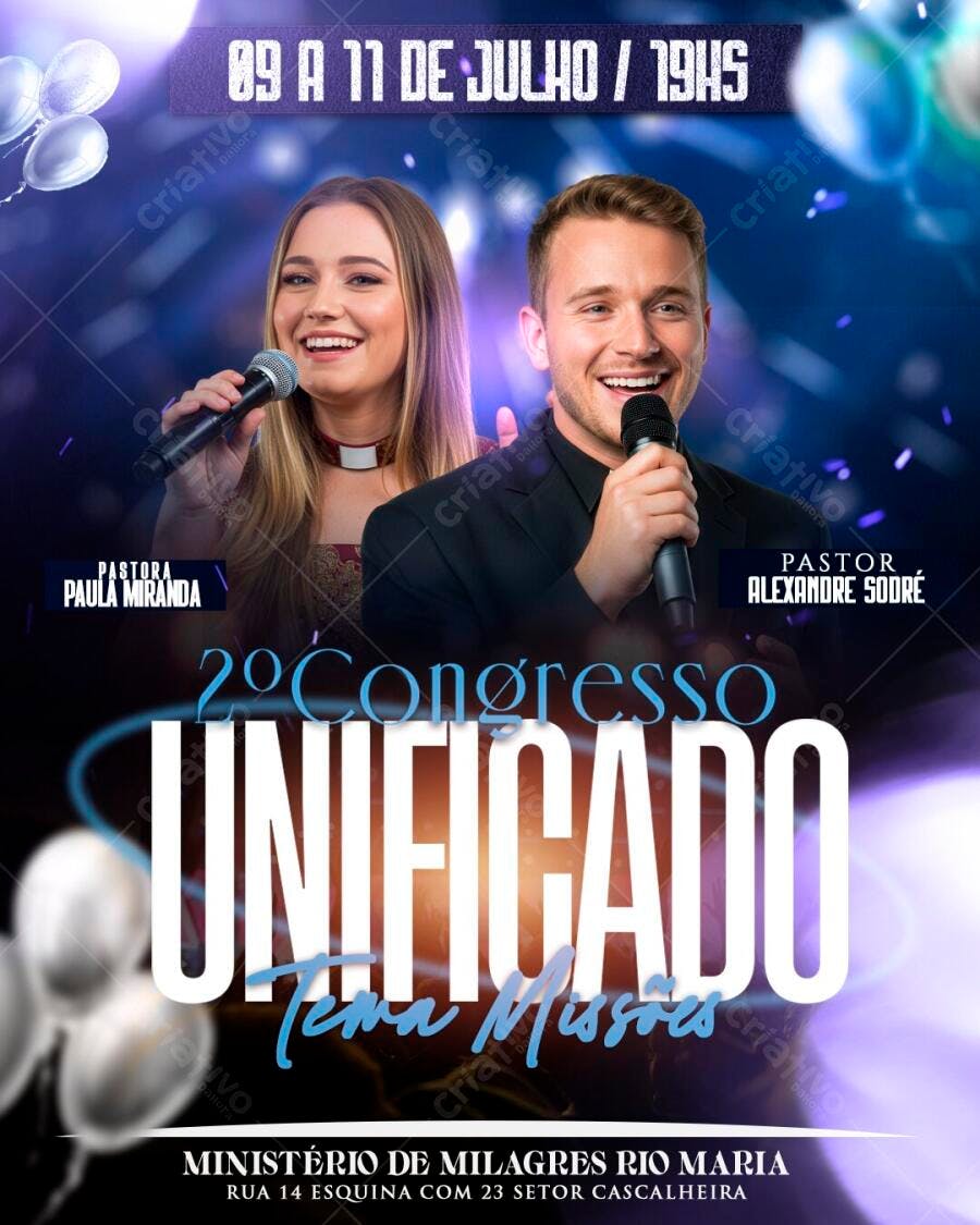 Flyer Congresso Unificado Igreja Missões PSD Editável