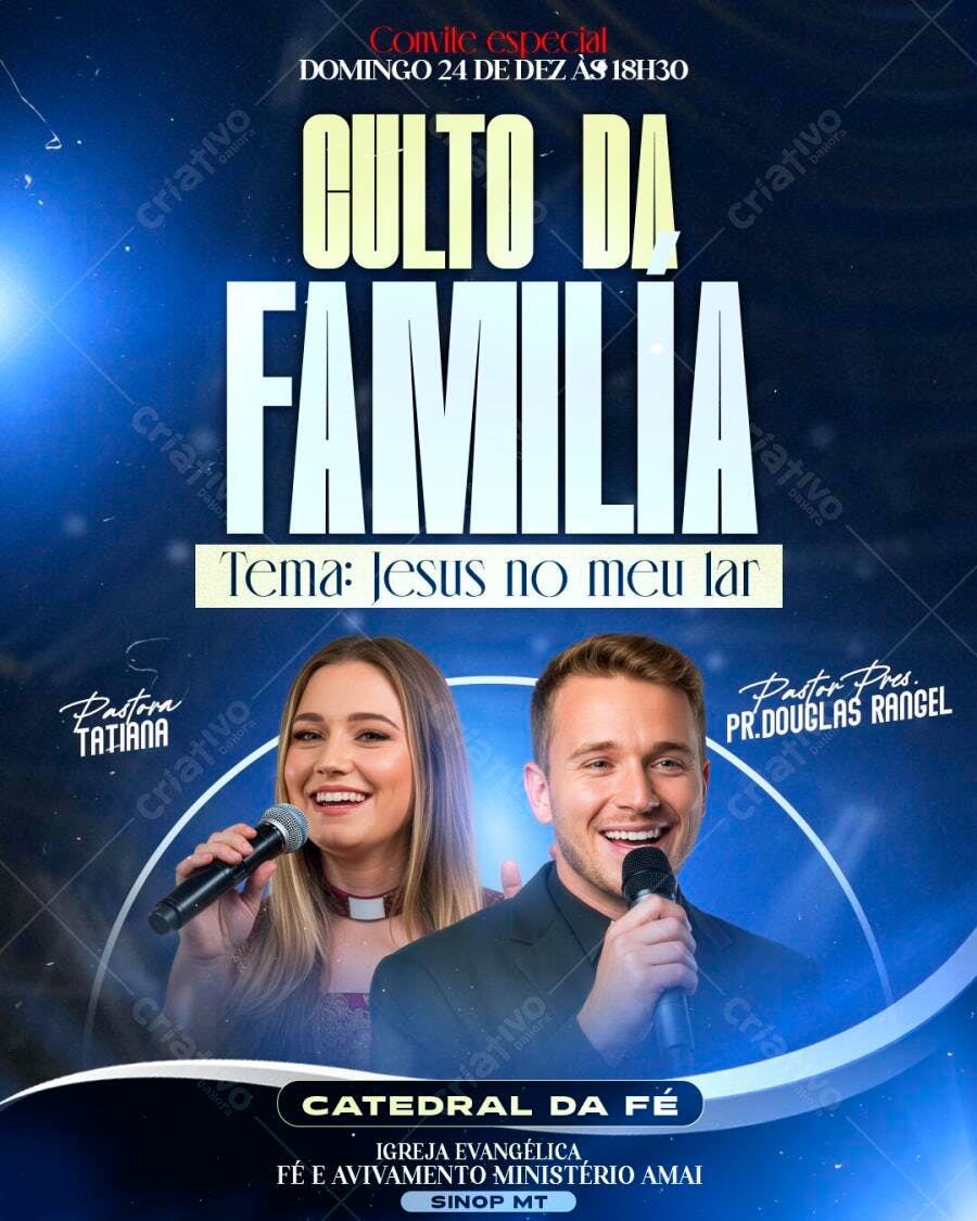 Flyer Culto da Família Natal Dezembro Igreja PSD Editável