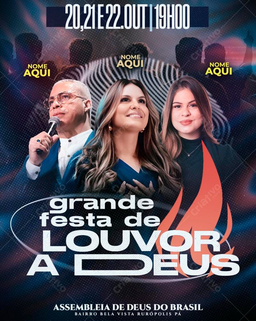 Flyer Festa de Louvor Igreja Evangélica PSD Editável