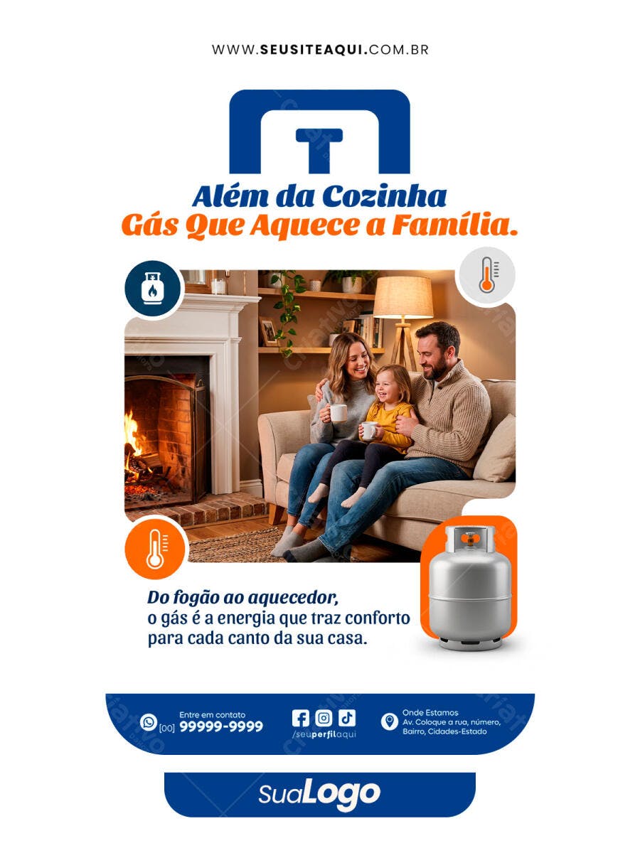 Flyer Gás GLP Distribuidora Família Conforto PSD Editável