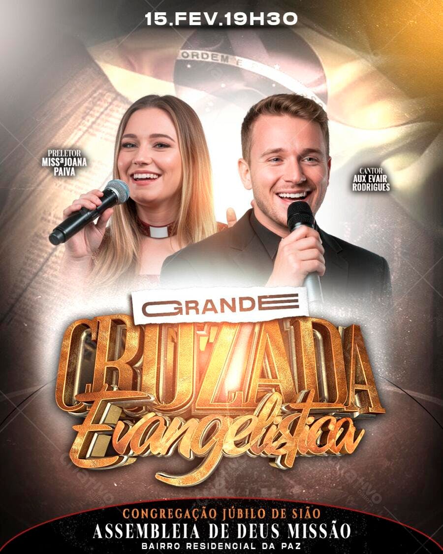 Flyer Grande Cruzada Evangelística Igreja PSD Editável