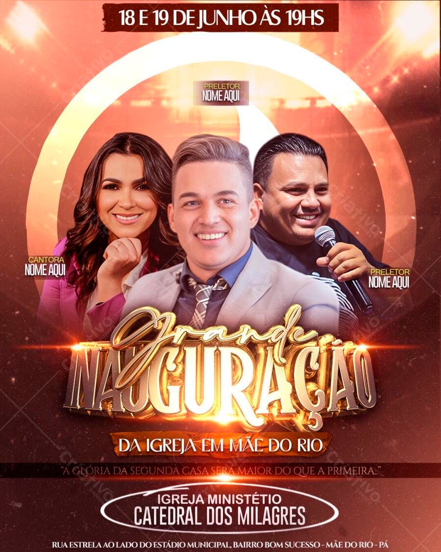 Flyer Grande Inauguração Igreja Evangélica PSD Editável