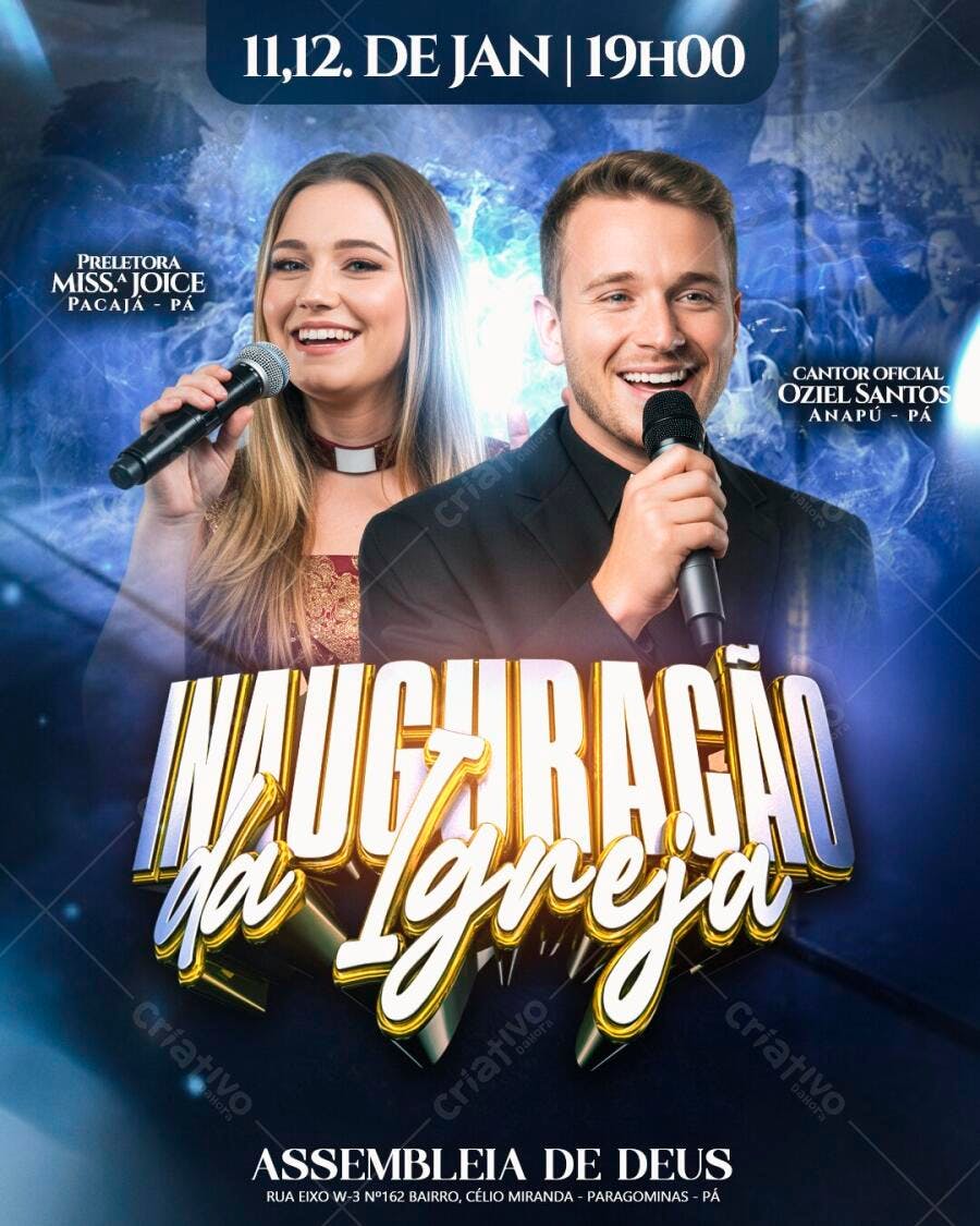 Flyer Inauguração Igreja Assembleia de Deus PSD Editável