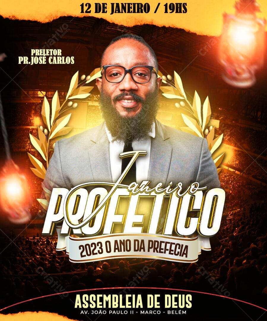 Flyer Janeiro Profético Igreja Evangélica PSD Editável