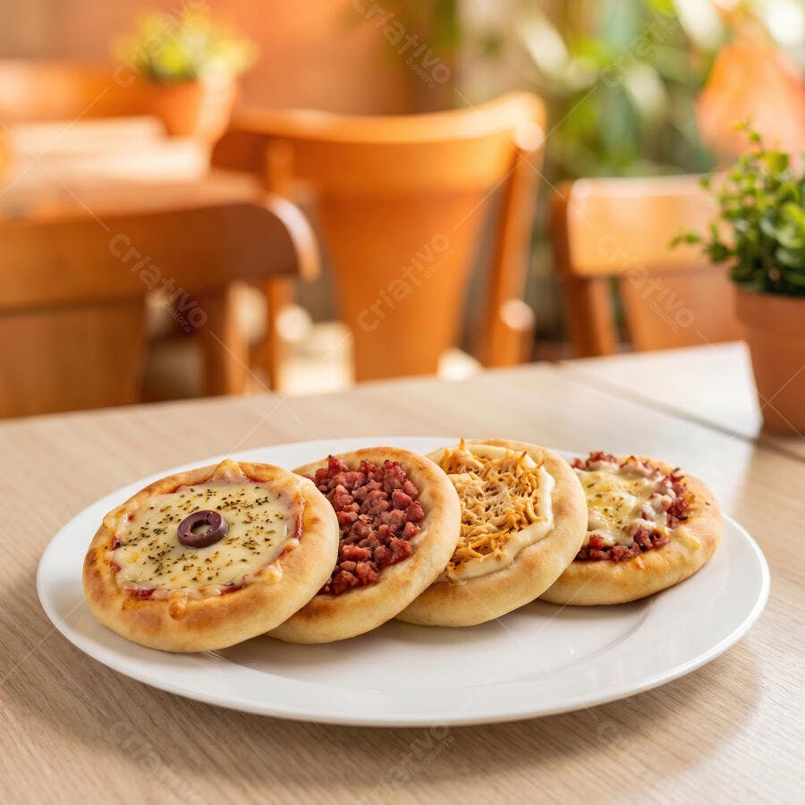 Foto Esfihas Abertas Variadas Queijo Calabresa Frango Mesa Restaurante