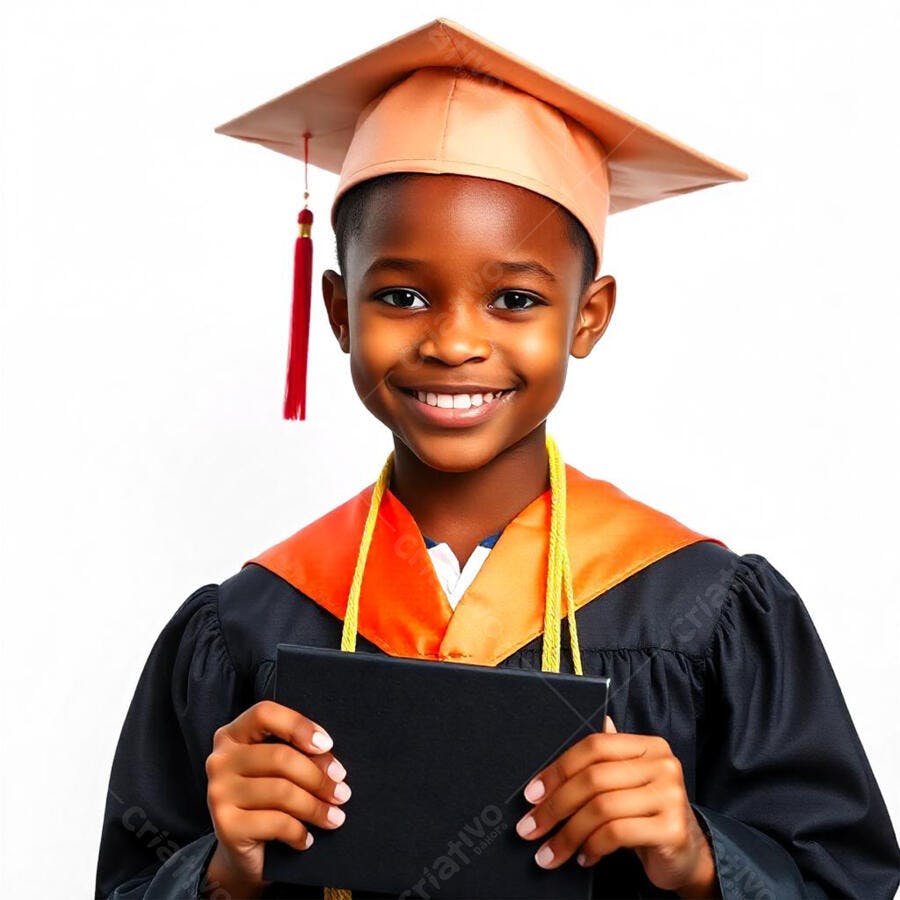 Foto Menino Negro Formando Sorrindo Diploma Celebração