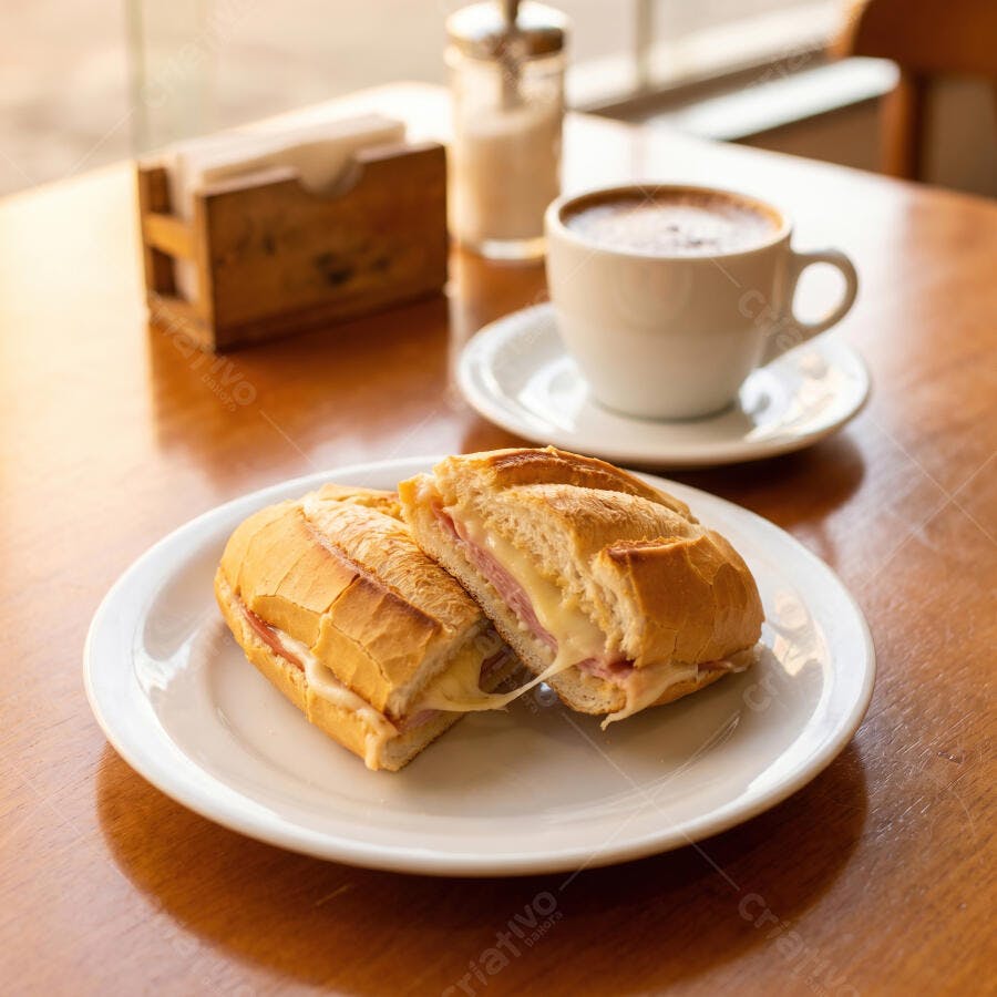 Foto Misto Quente Pão Francês Café da Manhã Padaria