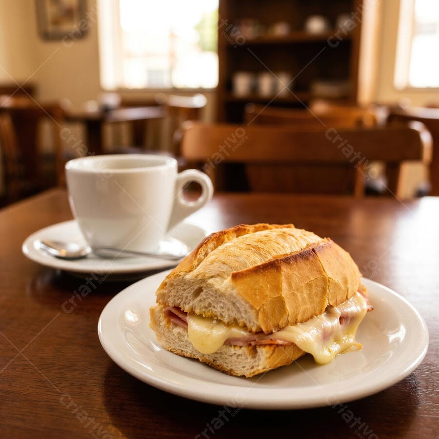 Foto Misto Quente Pão Francês Café da Manhã Padaria