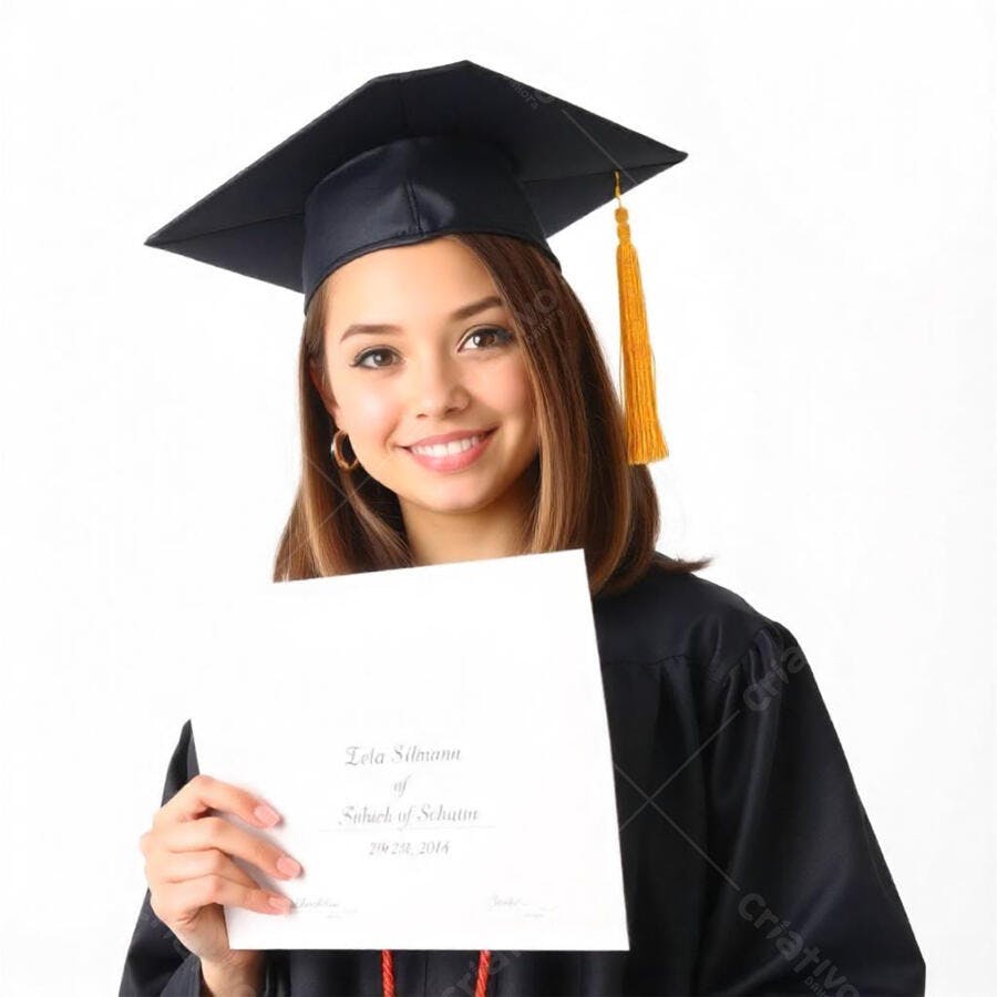 Foto Mulher Jovem Sorrindo Formatura Diploma Celebração