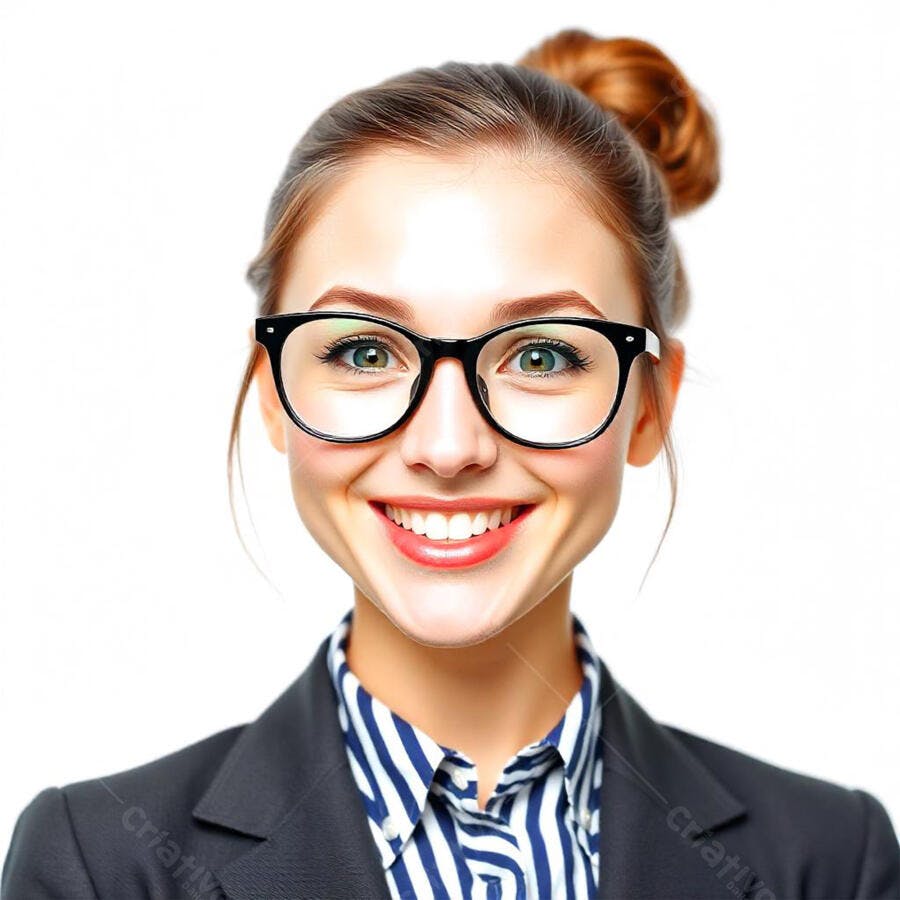 Foto Mulher Jovem Sorrindo Óculos Blazer Profissional