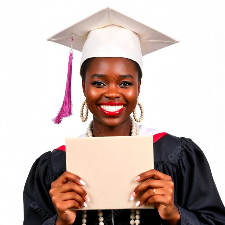 Foto Mulher Negra Formanda Sorrindo Diploma Celebração