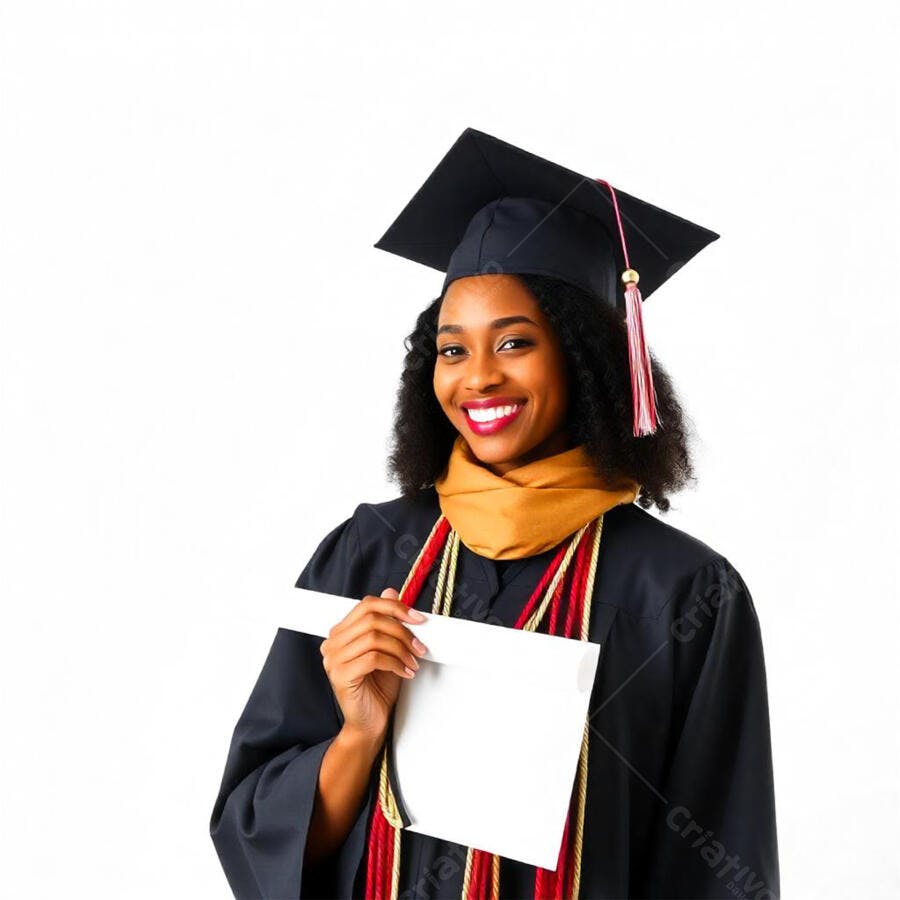 Foto Mulher Negra Formanda Sorrindo Diploma Celebração