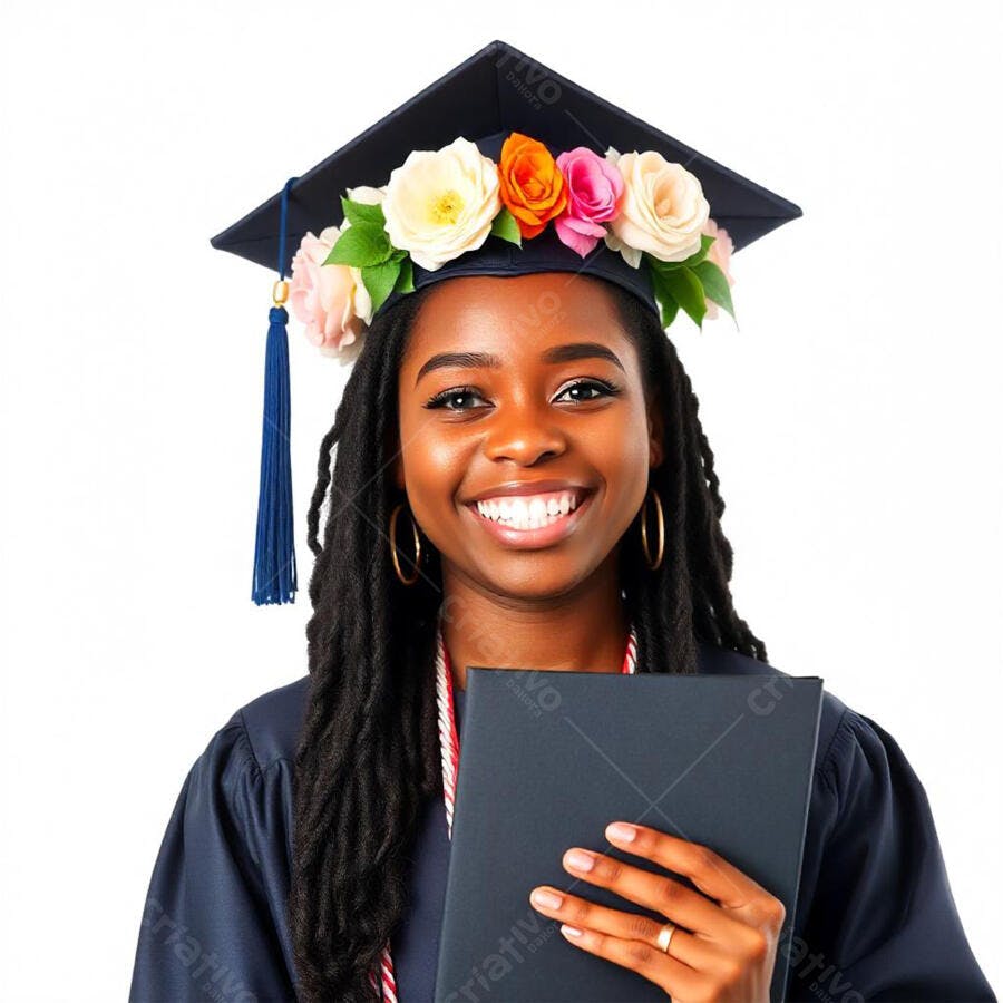 Foto Mulher Negra Formanda Sorrindo Diploma Celebração