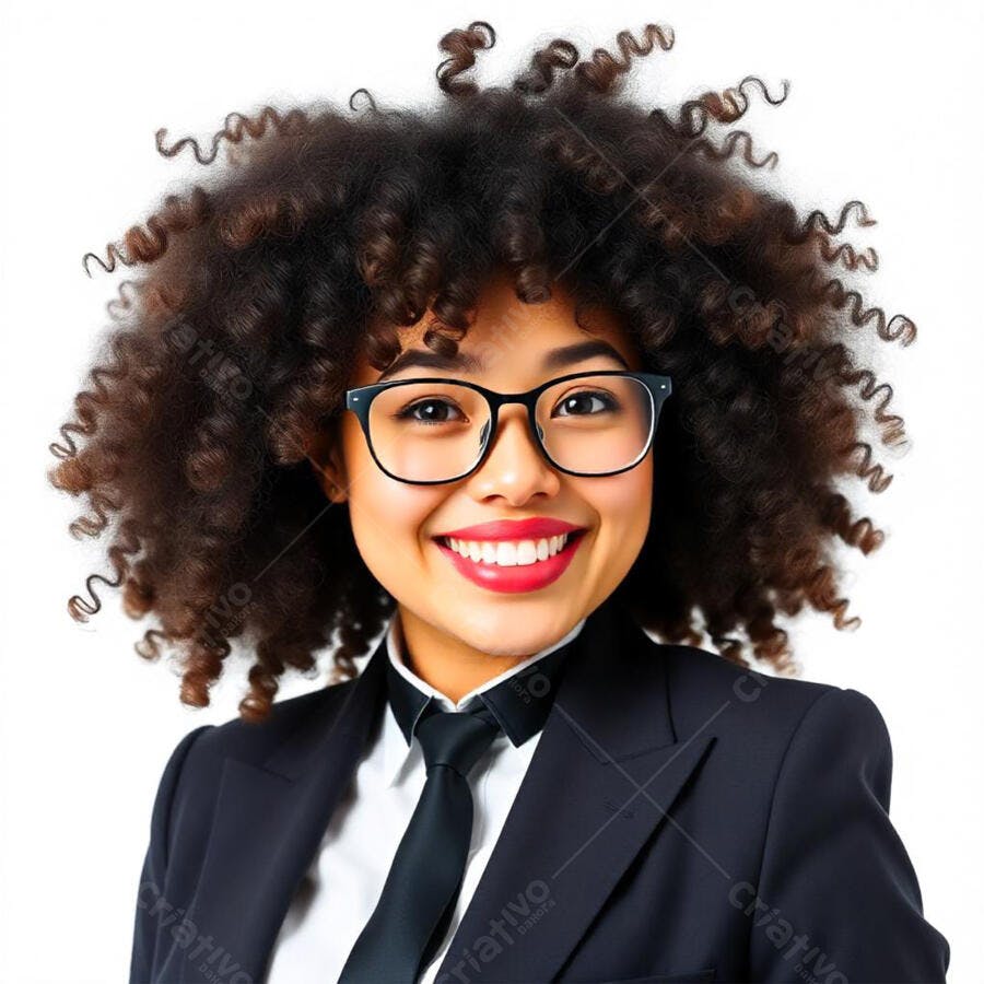 Foto Mulher Negra Sorrindo Óculos Terno Profissional