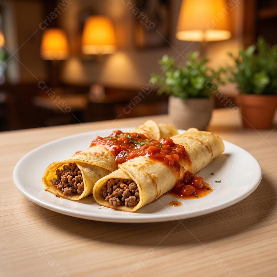 Foto Panquecas de Carne Moída com Molho Tomate Restaurante