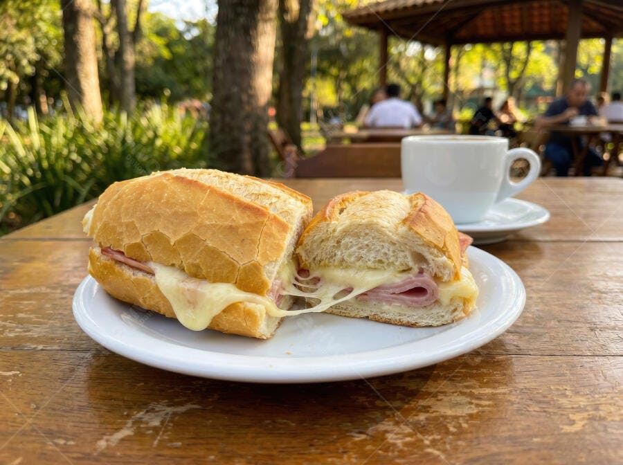 Foto Pão na Chapa Queijo e Presunto Café da Manhã Lanchonete