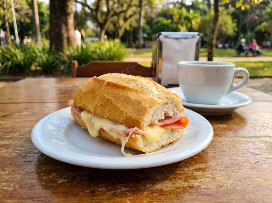 Foto Pão na Chapa Queijo e Presunto Café da Manhã Parque