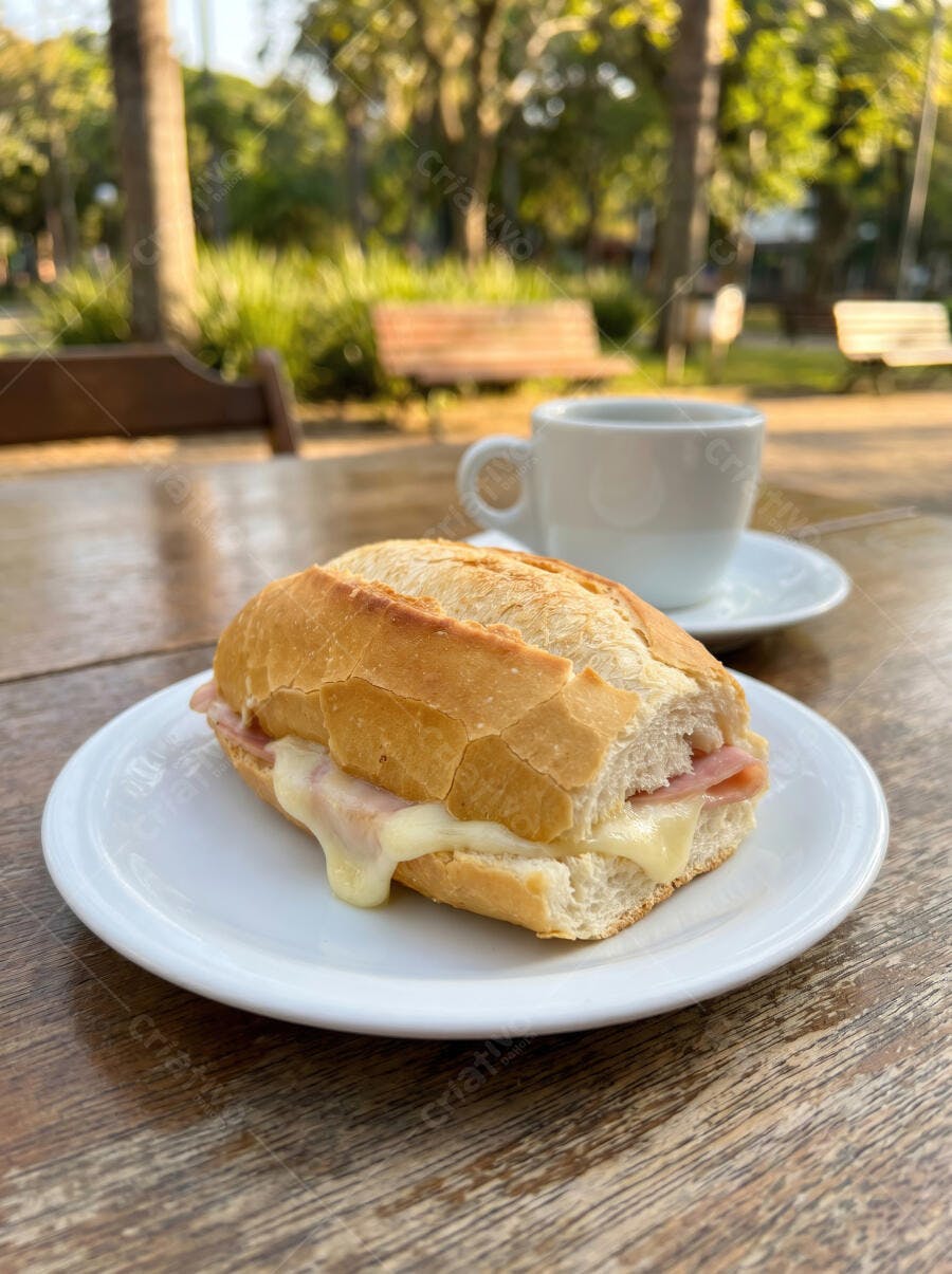 Foto Pão na Chapa Queijo e Presunto Café da Manhã Parque