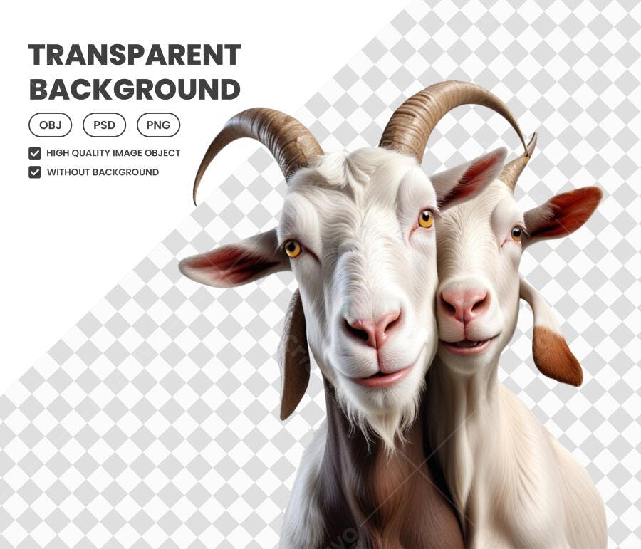 Foto Recortada Duas Cabras Brancas Amigáveis PNG Fundo Transparente