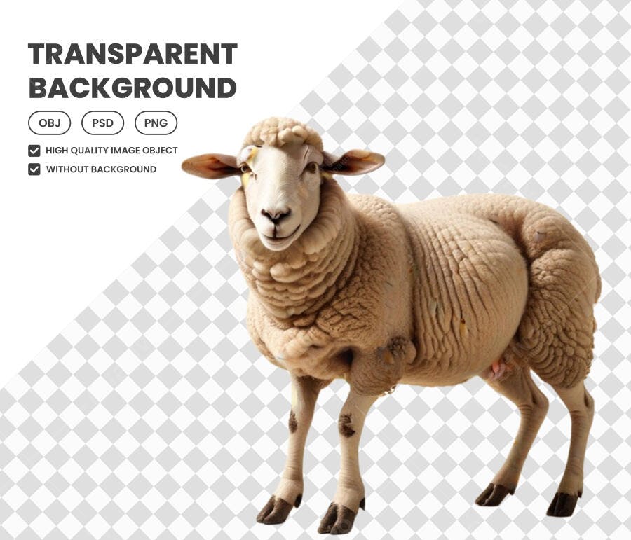Foto Recortada Ovelha Branca Fazenda PNG Fundo Transparente