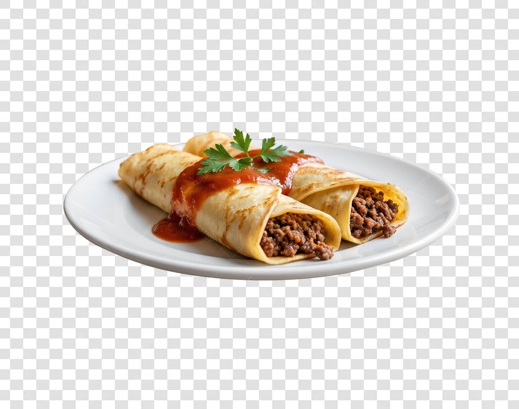 Foto Recortada Panqueca Carne Molho Tomate PNG Fundo Transparente
