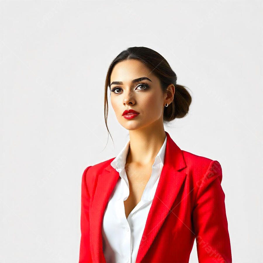 Foto Retrato Mulher Jovem Empresária Blazer Vermelho
