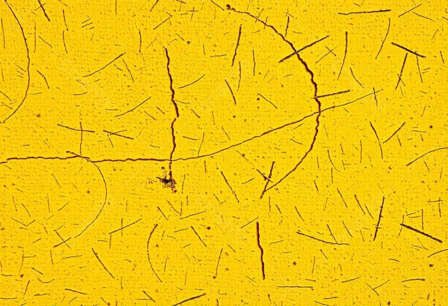 Foto Textura Amarela Rachada com Riscos Abstratos