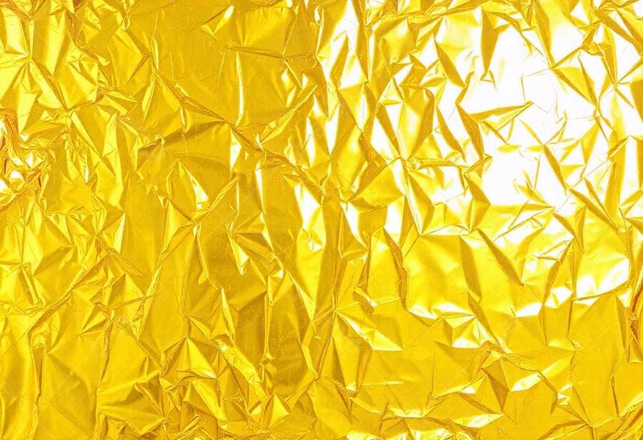 Foto Textura Amassada Papel Alumínio Dourado Brilhante Fundo